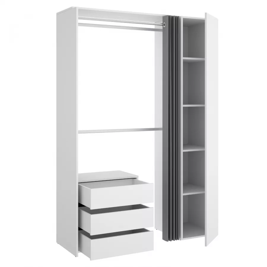 Armadio regolabile 198-134x205 h cm in legno bianco con vani a giorno -  Bernac