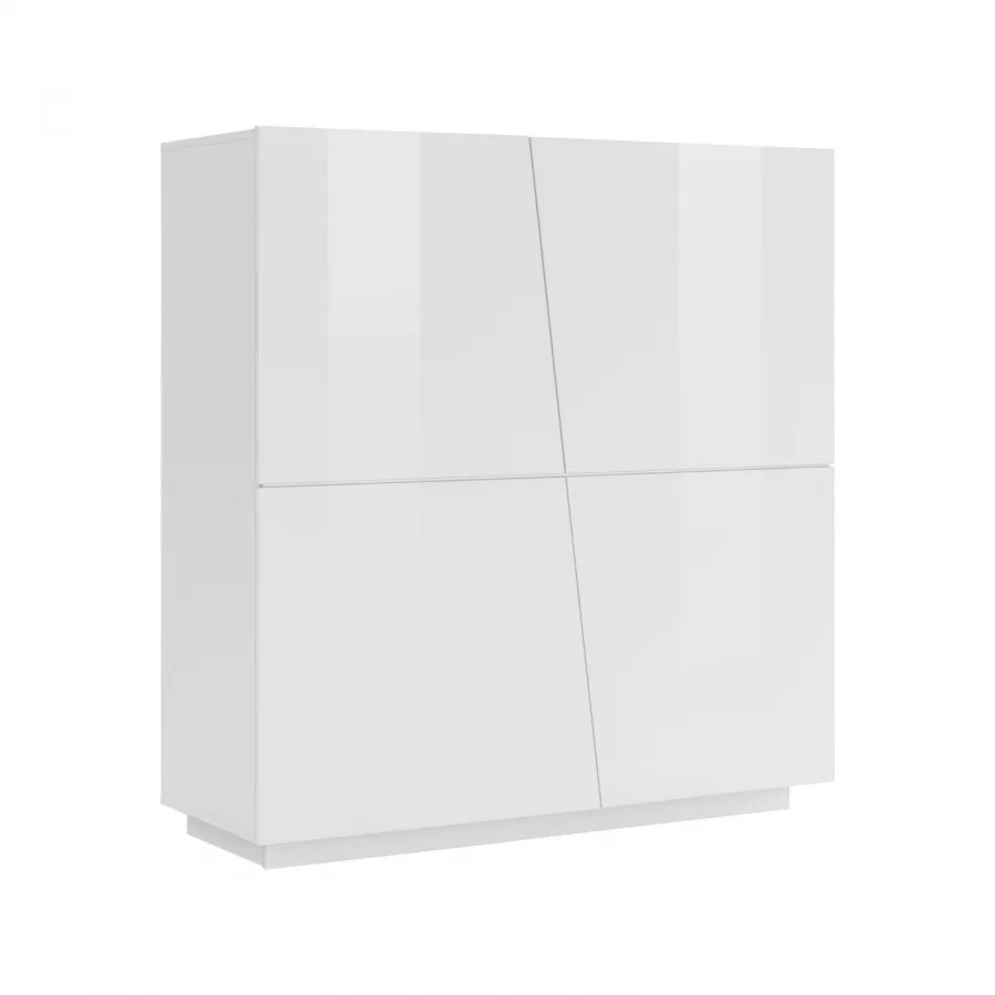 Madia 120x126h cm con 4 ante in legno bianco lucido - Meg