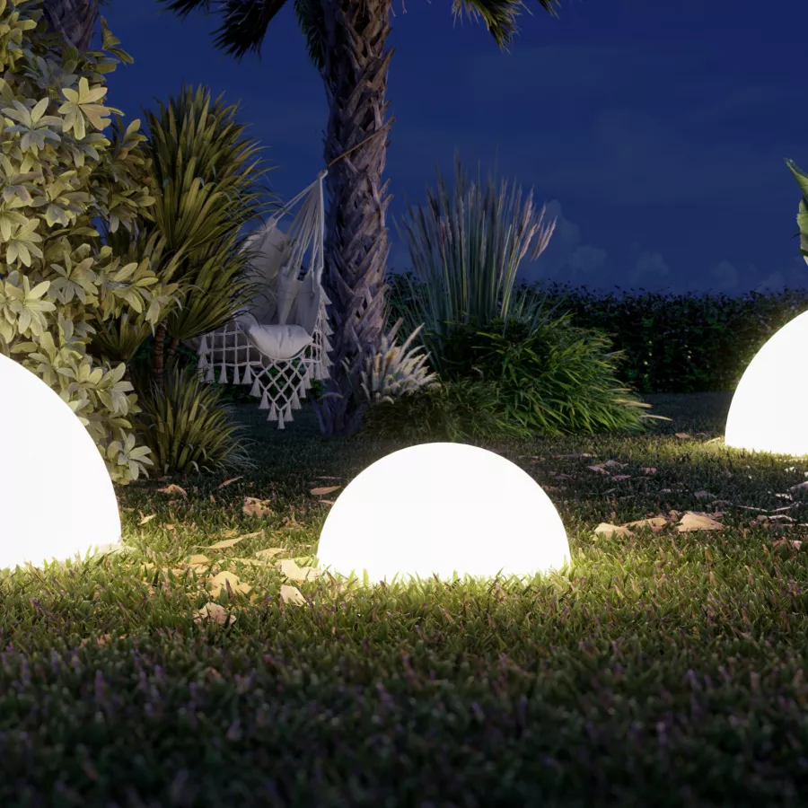 Lampada semi-sferica 53 cm con kit luce LED RGB a ricarica solare bianco  trasparente