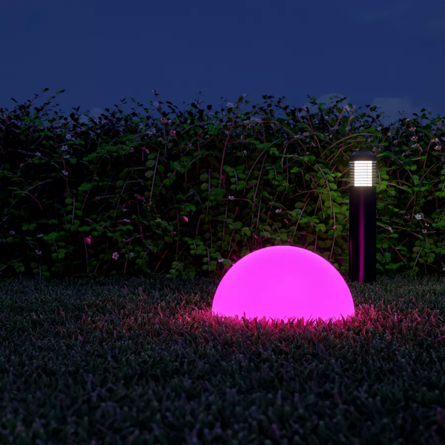 Lampada semi-sferica 37 cm con kit luce LED RGB con batteria ricaricabile  con telecomando bianco