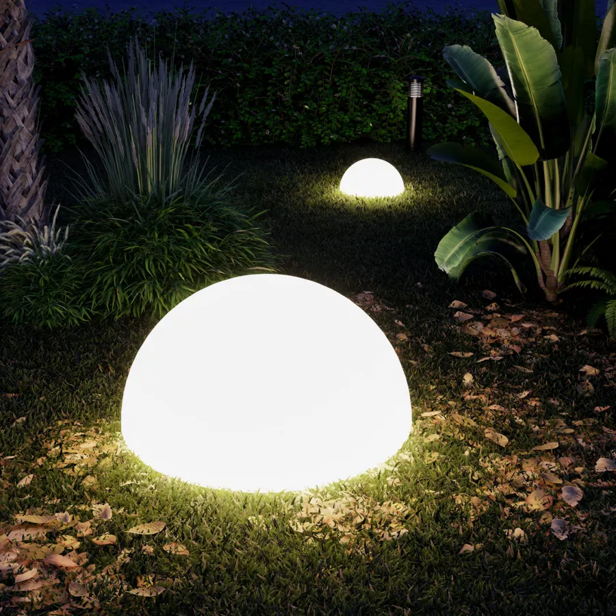 Lampada a sfera LED RGBW per esterno 30cm in polietilene bianca