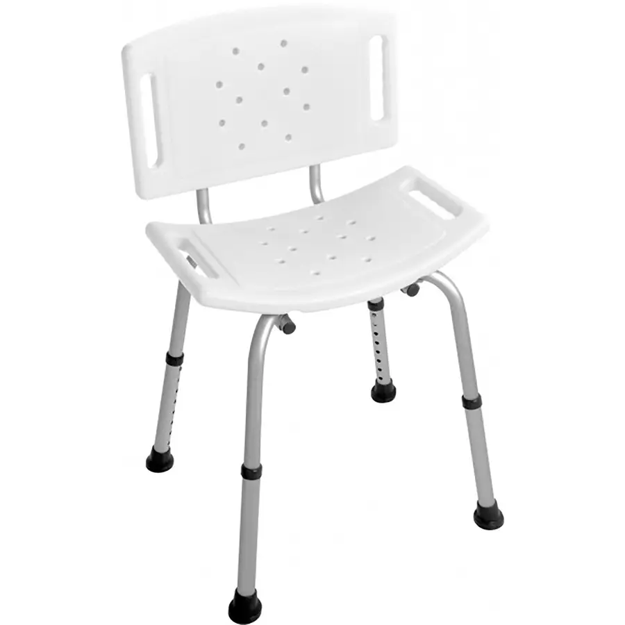 Sedile per doccia con altezza regolabile e antiscivolo in alluminio bianco
