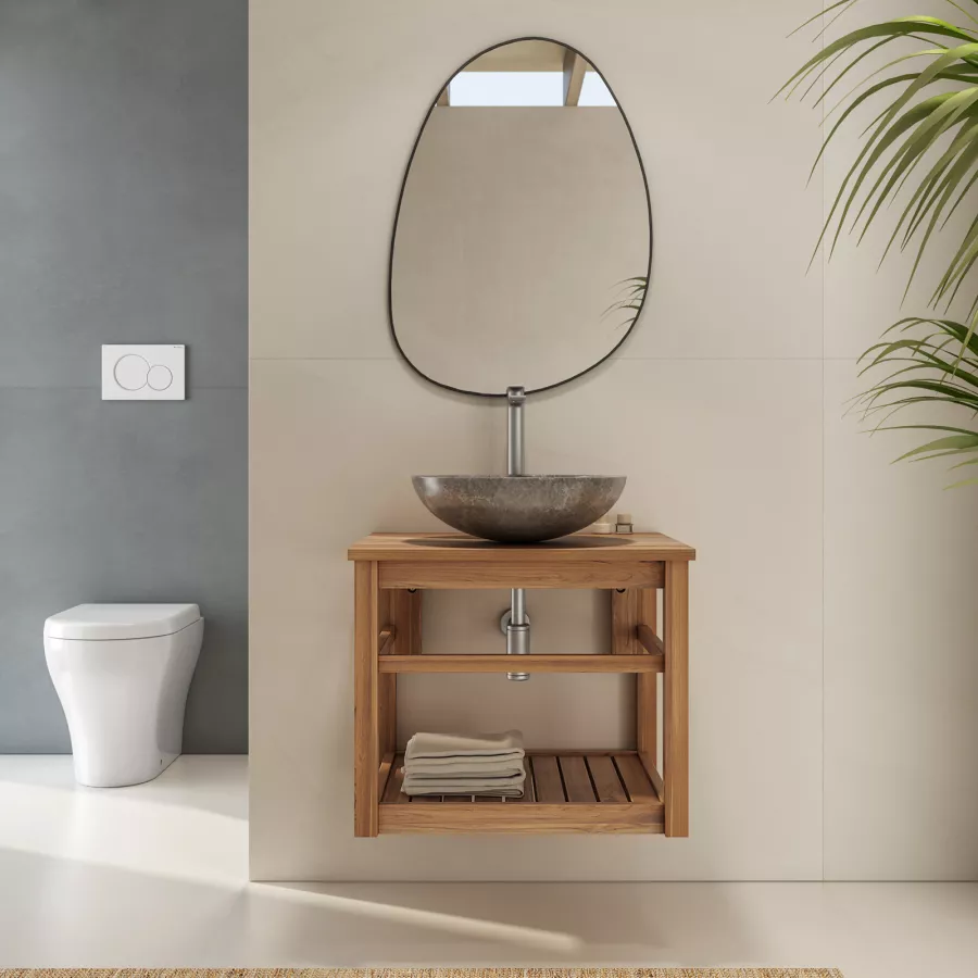 Mobile Bagno Sospeso 60 Cm Teak Naturale Malvina