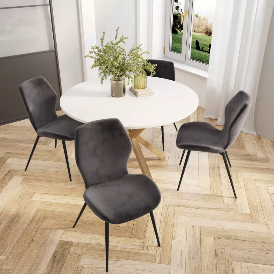Set 4 sedie da cucina sala da pranzo design moderno in velluto Bounty