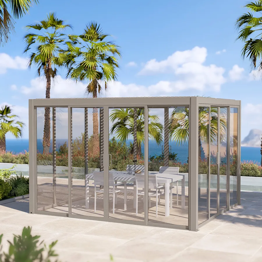 Gazebo Pergola Da Esterno 3x3 M In Alluminio E Acciaio Con Tetto In Poliestere Richiudibile A Carrucola Norah 89452299