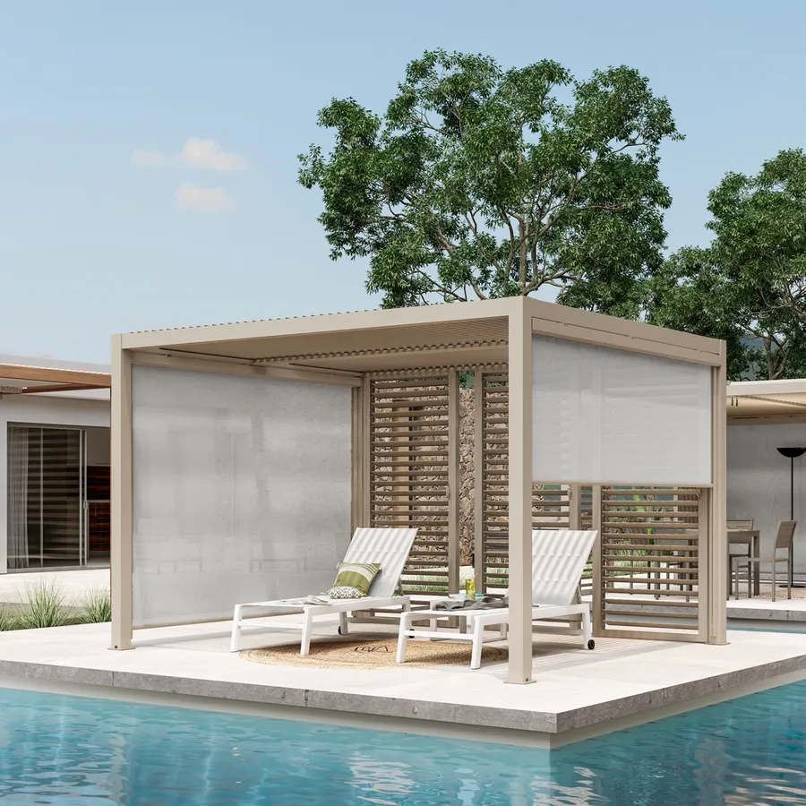 Gazebo bioclimatico 3x3,6 m in alluminio tortora Enea