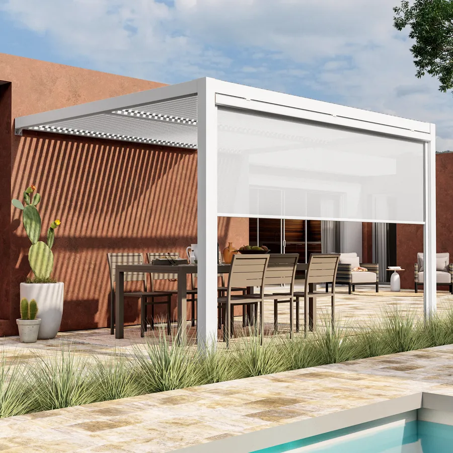 Tenda Da Sole | Tendalino Parasole Retrattile Blu E Bianca 4,5x3 M Tessuto E Alluminio CFW62610 - Foto 5