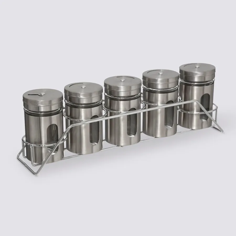 Set 6 Barattoli Sale Pepe Set 6 Vasetti Per Spezie In Vetro Con Coperchio Acciaio Inox 80 Ml - Dispenser Rotante A 3 Fori, Organizza Sale, Pepe E Spezie Organizer Spezie Cucina