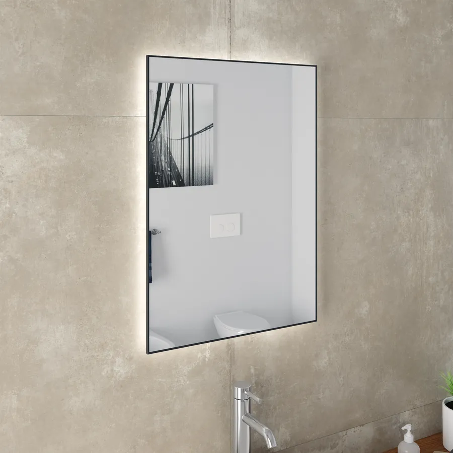Specchio LED Per Bagno VIECHANRO 50x71 Cm – Illuminato, Antiappannamento, 3 Temperature Di Colore Dimmerabili, Vetro Temperato