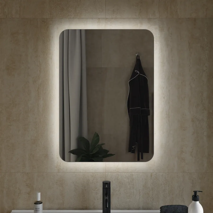 Specchio LED Per Bagno VIECHANRO 50x71 Cm – Illuminato, Antiappannamento, 3 Temperature Di Colore Dimmerabili, Vetro Temperato
