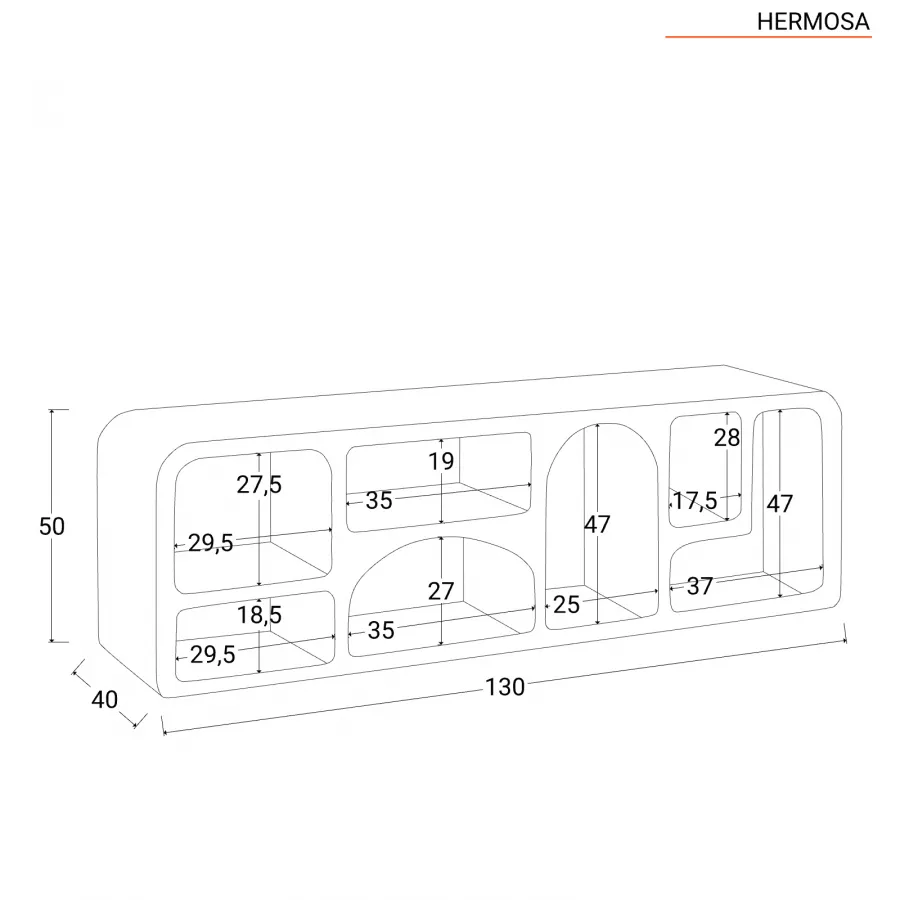 Consolle 130x40x50 h cm in legno bianco effetto pietra - Hermosa