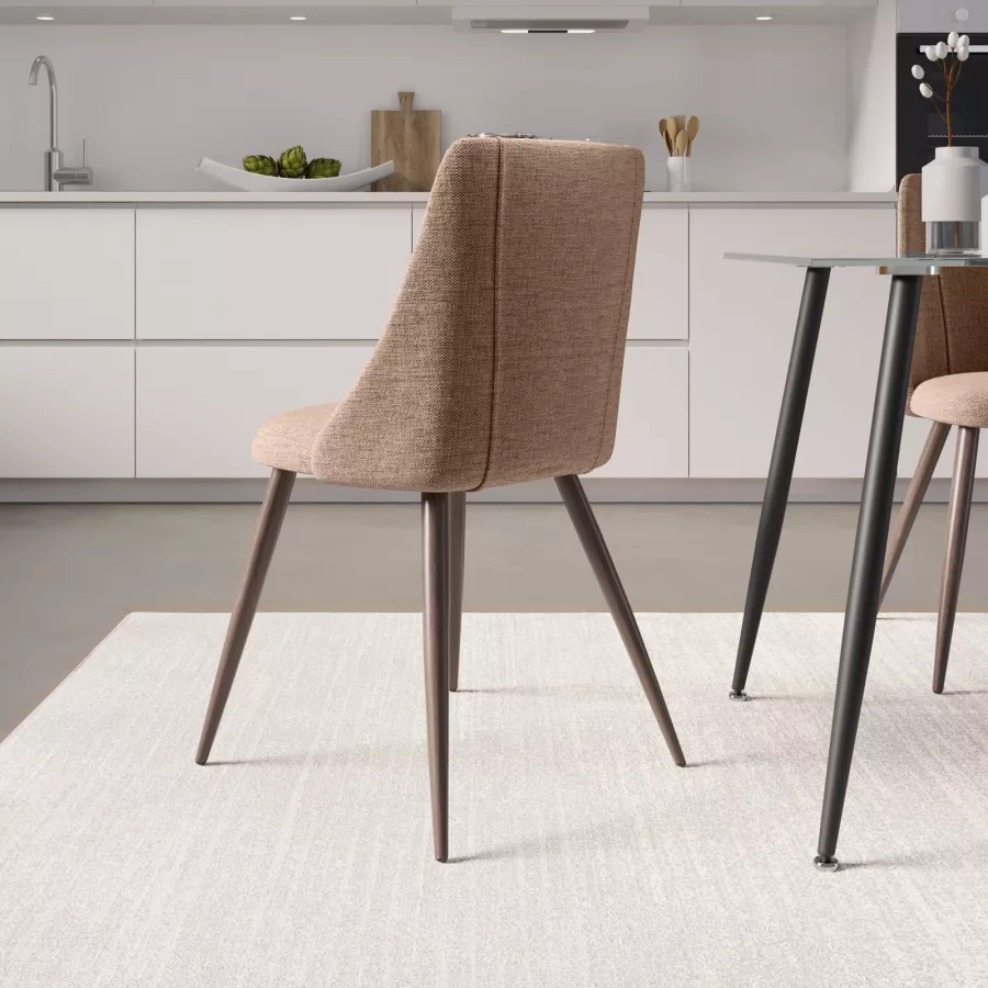 jiexi Set di 2 sedie moderne per sala da pranzo metà secolo, in ecopelle, con gambe in metallo
