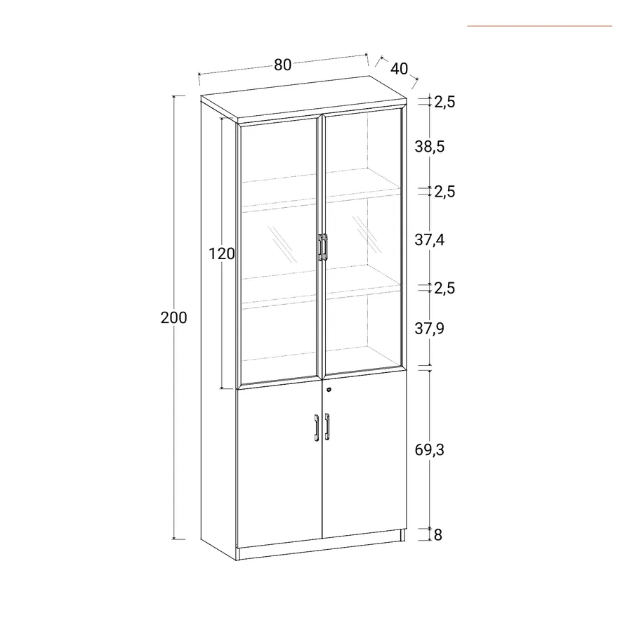 Libreria a 5 ripiani in legno chiaro con 2 cassetti bianco Wadena