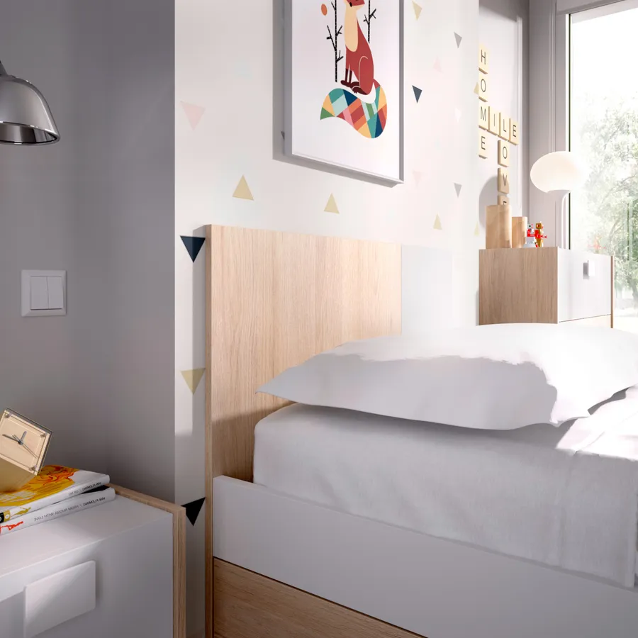 Letto singolo 90x190 con letto estraibile, ripiani su 3 lati e porte USB/Type-C – letto salvaspazio per ragazzi, senza materasso | Leroy Merlin