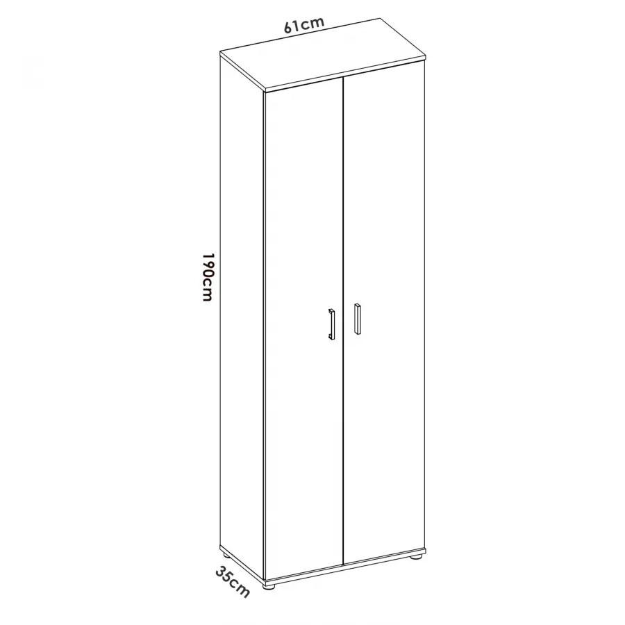 Armadio multiuso 61x190h cm in legno naturale con due ante - Dagen