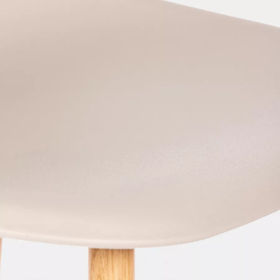 Set 6 sedie in polipropilene beige con gambe effetto legno - Kaily