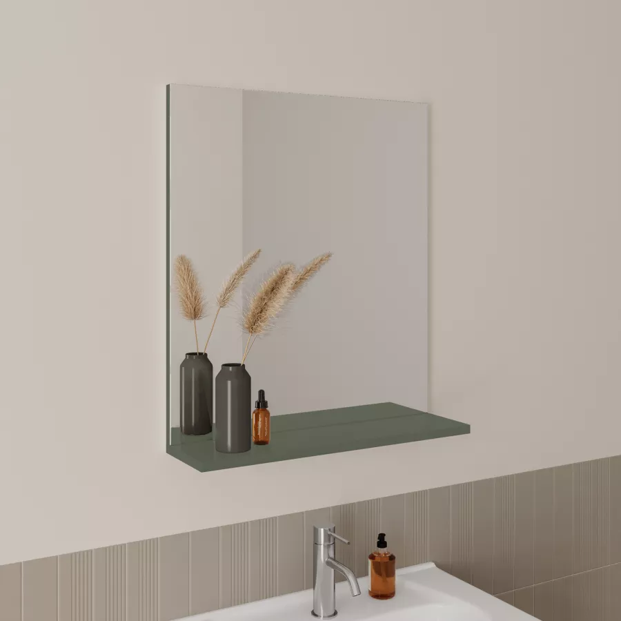 Specchiera bagno 55x63,5h cm con mensola d'appoggio verde street