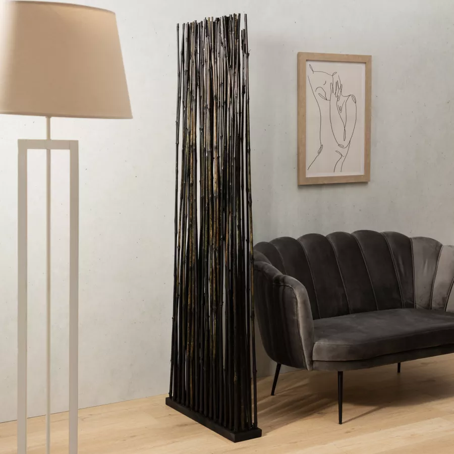 Paravento 60x180h cm in legno di bamboo nero - Nami