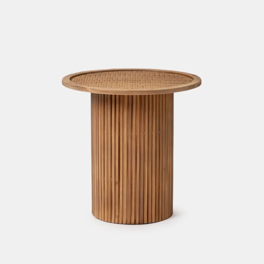 Tavolino Rotondo In Bambù Naturale Con Ripiano Inferiore – Diametro 39,4 Cm – Altezza 50,8 Cm – Stile Moderno - 4