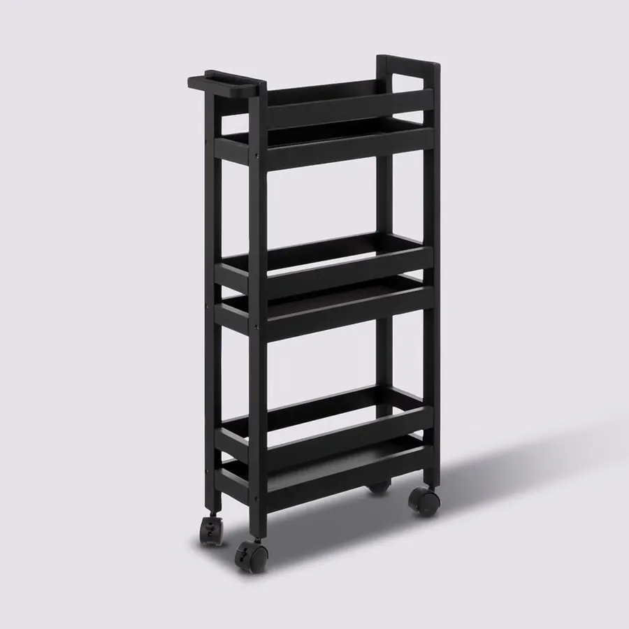 Carrello Da Cucina Salvaspazio Con 3 Ripiani E 4 Ruote - 42x37x77cm Nero, Per Casa, Ufficio, Bagno - Foto 3