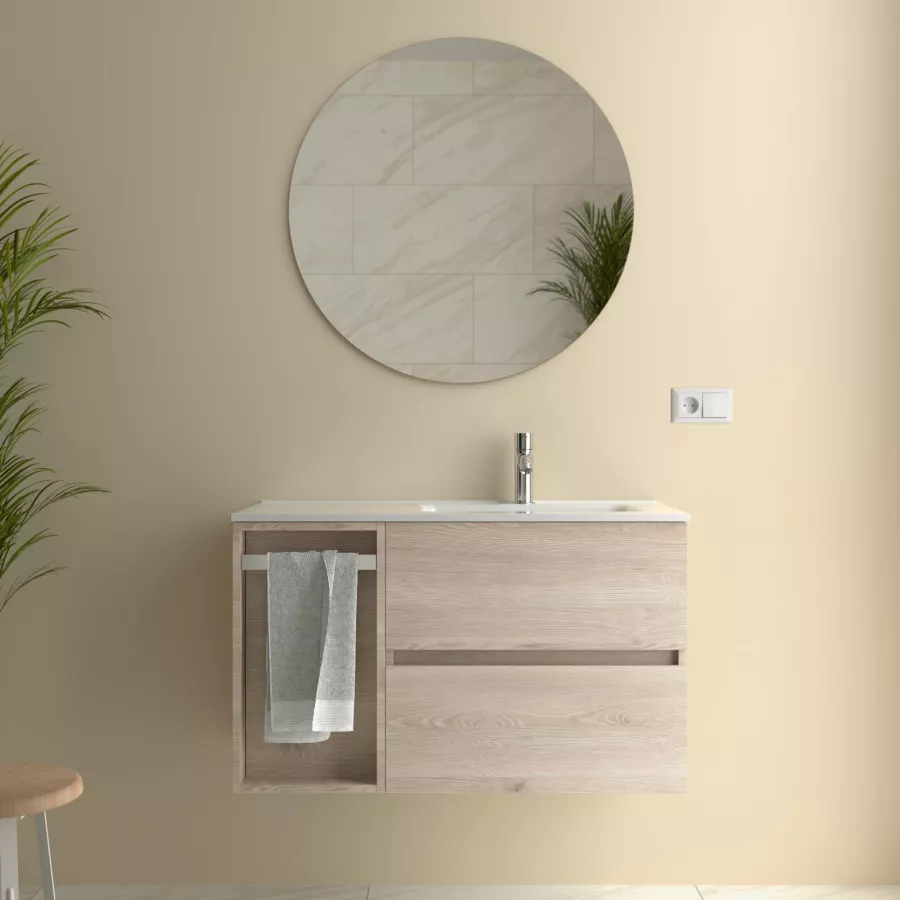 Arredo bagno NOJA 855 ROVERE ETERNITY + Lavabo + Specchio + Applique