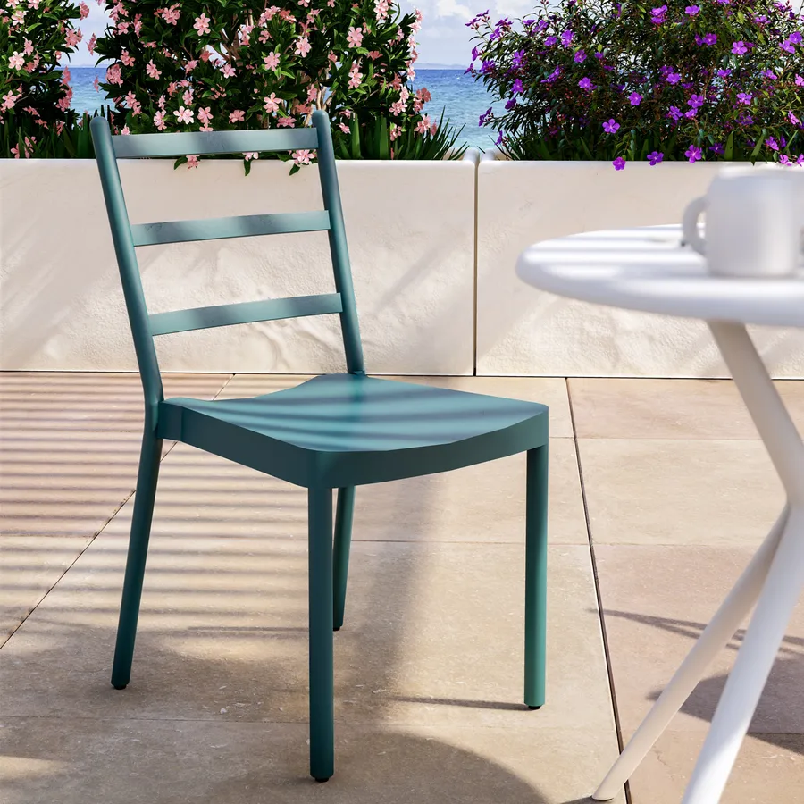 Sedia Impilabile Grand Soleil Upon Gruvyer | Polipropilene Blu Petrolio | Design Italiano 51x52x81cm - Foto 9