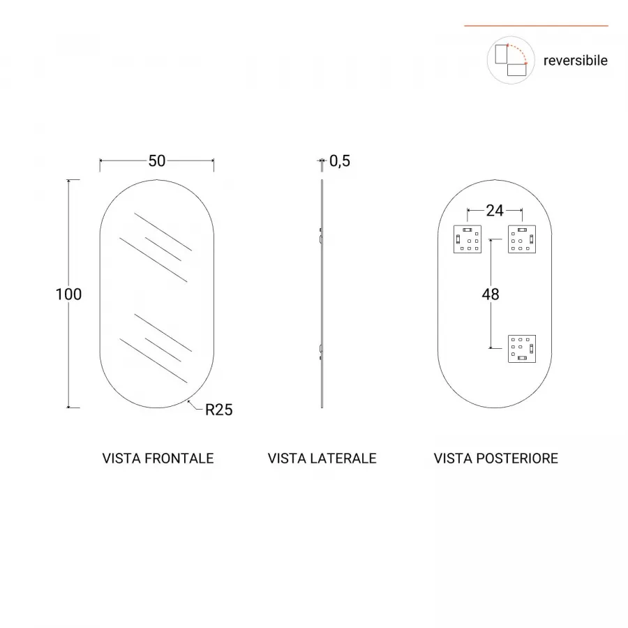 Mobile bagno sospeso 150 cm profondo 51,5 cm bianco sx e specchio -  Desiderato Plus