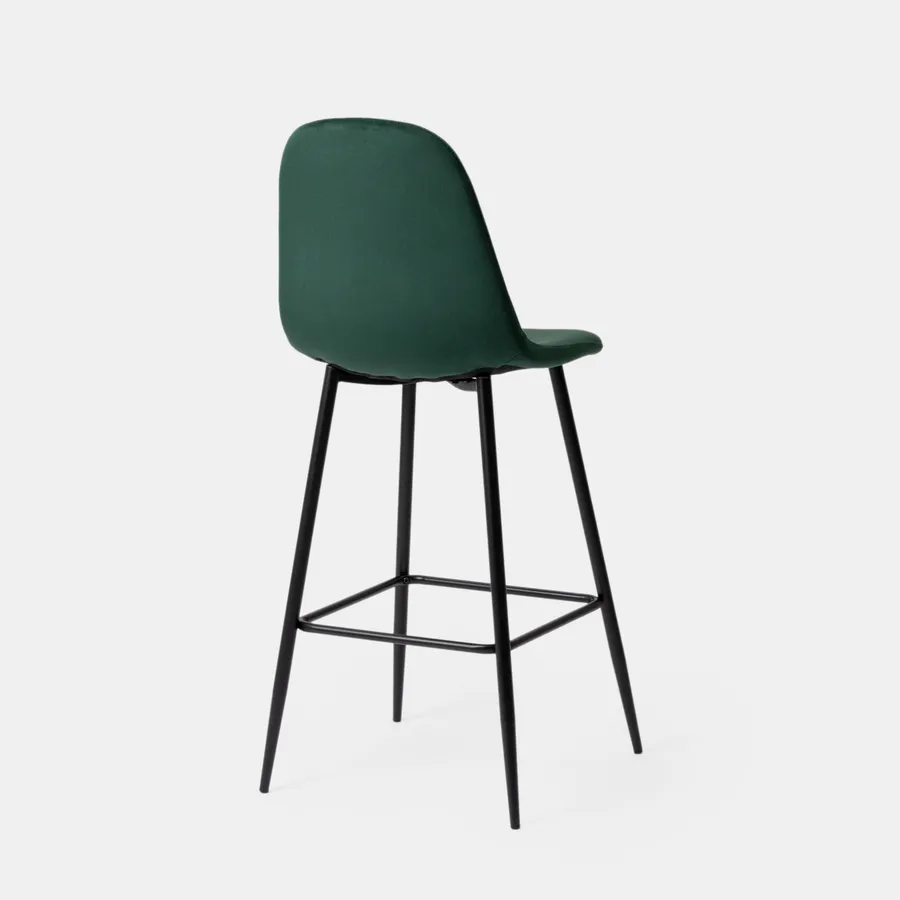 Set Di Sgabelli Da Bar In Velluto Verde Con Seduta Imbottita Con