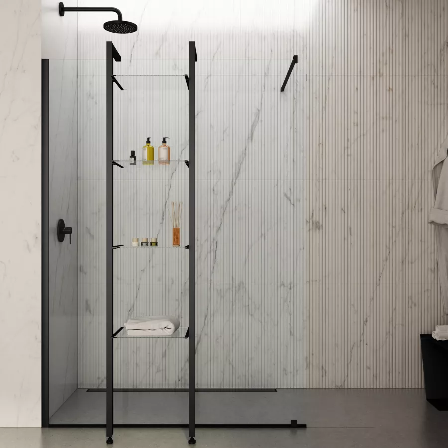 Mensola del bagno mensola per doccia quadrata in alluminio mensola per  doccia in vetro finitura nera