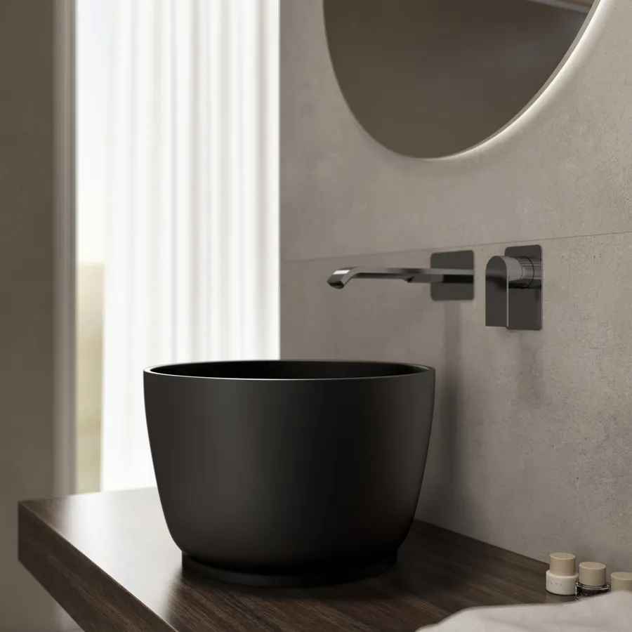 Lavabo Da Appoggio Nero Opaco Ovale Con Set Di Scarico Ceramica 59 X 38 Cm - Foto 6