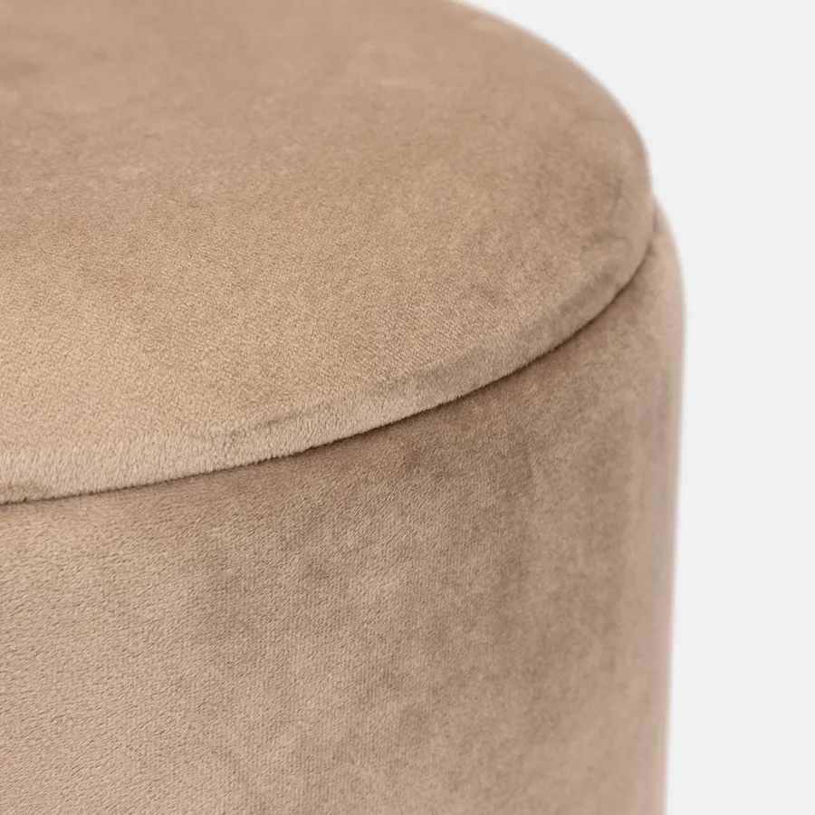 Pouf Salotto/Camera Rotondo Imbottito Modello Cilindro Velvet In Tinta Unita Pouf Senape