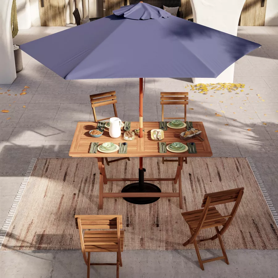 Set pranzo con tavolo pieghevole 150x90 cm e 4 sedie pieghevoli in legno di  acacia - Paja