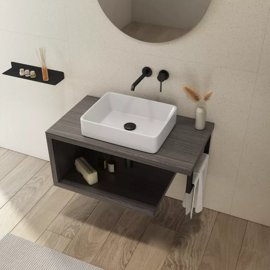 Specchio bagno Ø 75 cm con cornice in alluminio bianco opaco - Talas