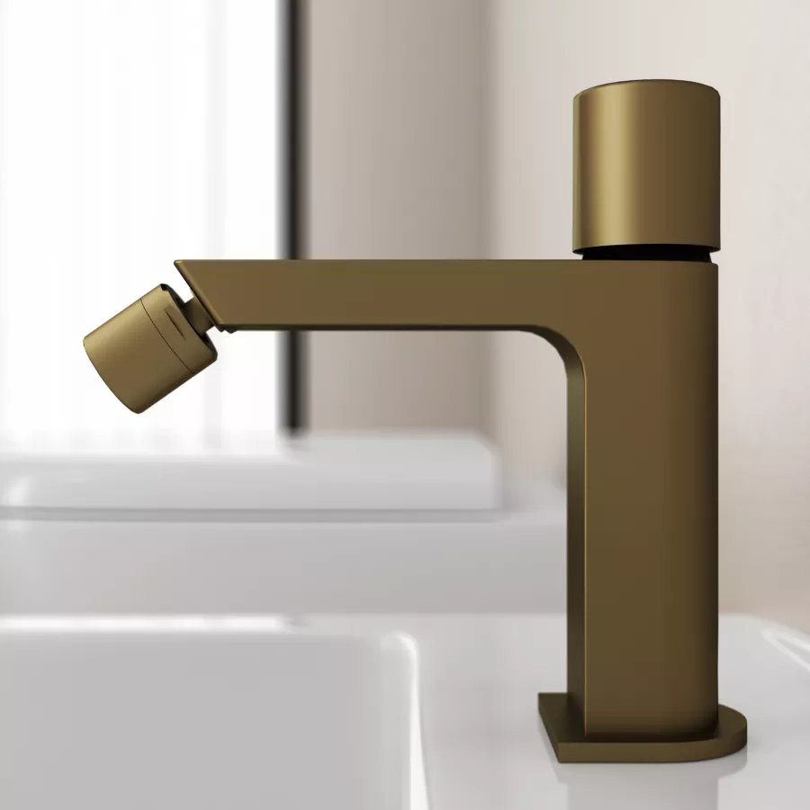 RUBINETTO BAGNO VASCA MISCELATORE DOPPIA MANOPOLA OTTONE ORO LUCIDO