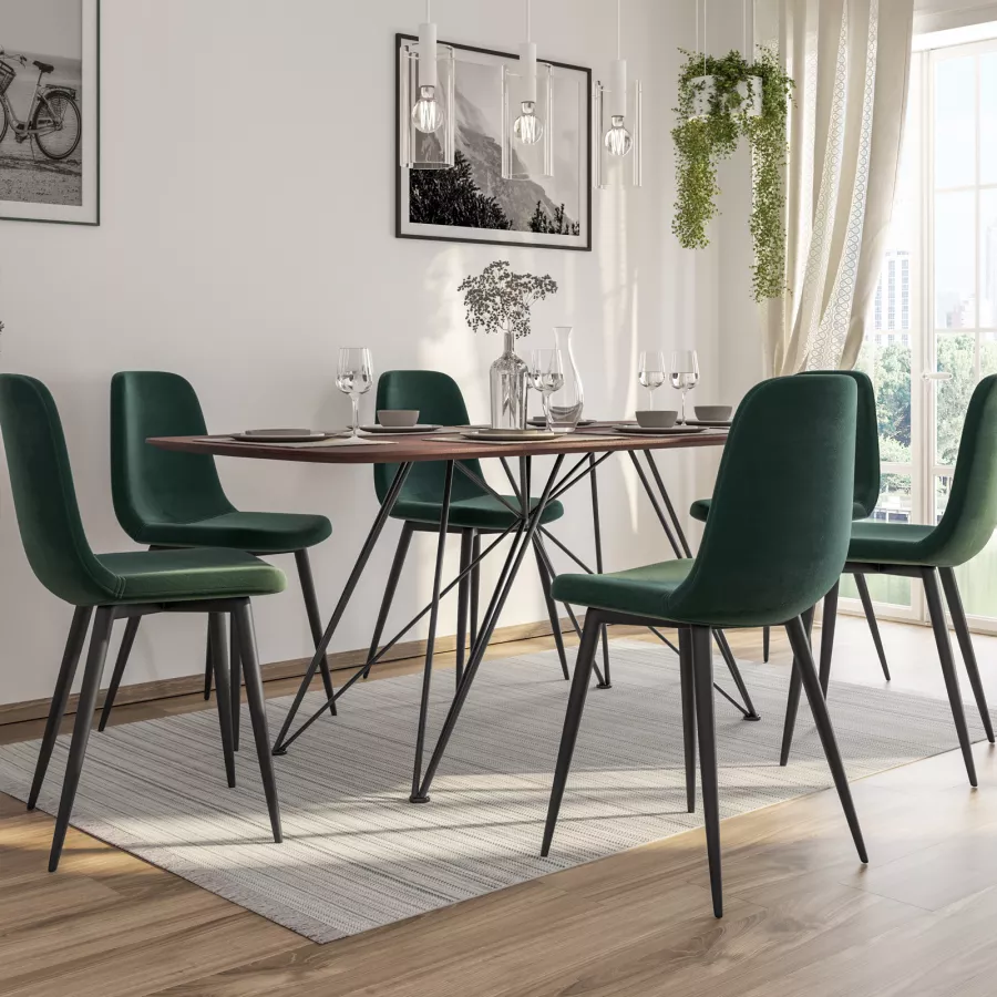 Tavolo da pranzo 180x90 cm top legno bronzo e gambe incrociate in metallo  nero - Volker