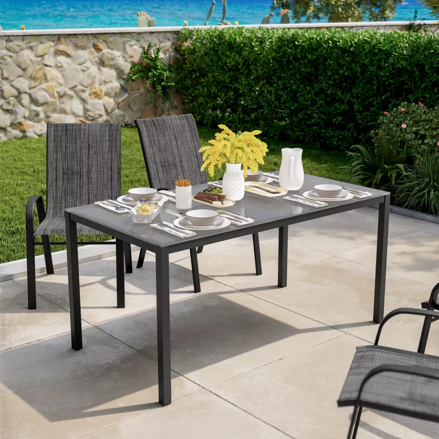 SET ZANZIBAR DINING TAVOLO CON SEDIE DA GIARDINO PER ESTERNO