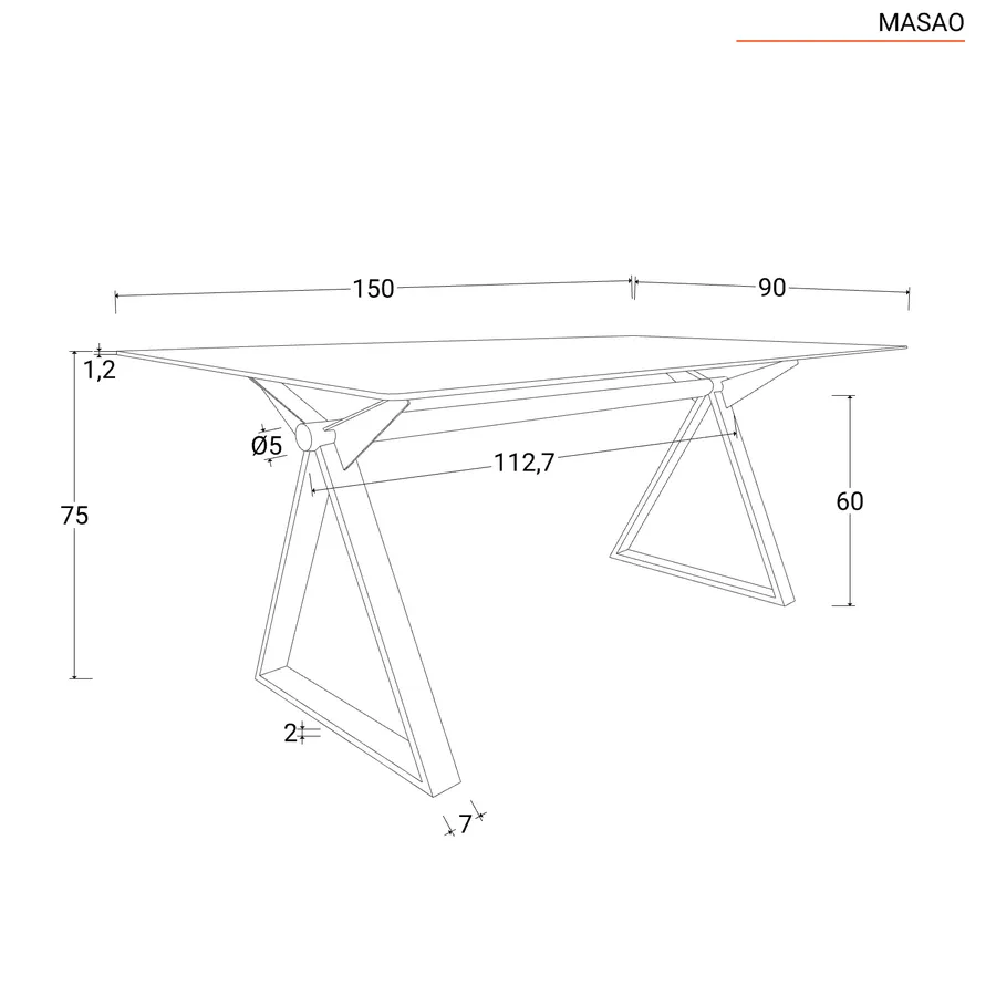 Tavolo da pranzo 150x90 cm piano ceramica 12 mm e base in acciaio