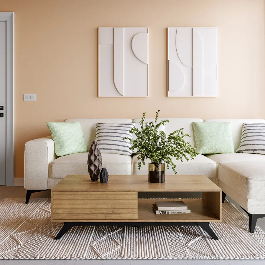 Tavolino A Forma Di C Per Divano E Letto, Tavolino Da Soggiorno Altezza 64cm Con Struttura In Metallo 2 Colori