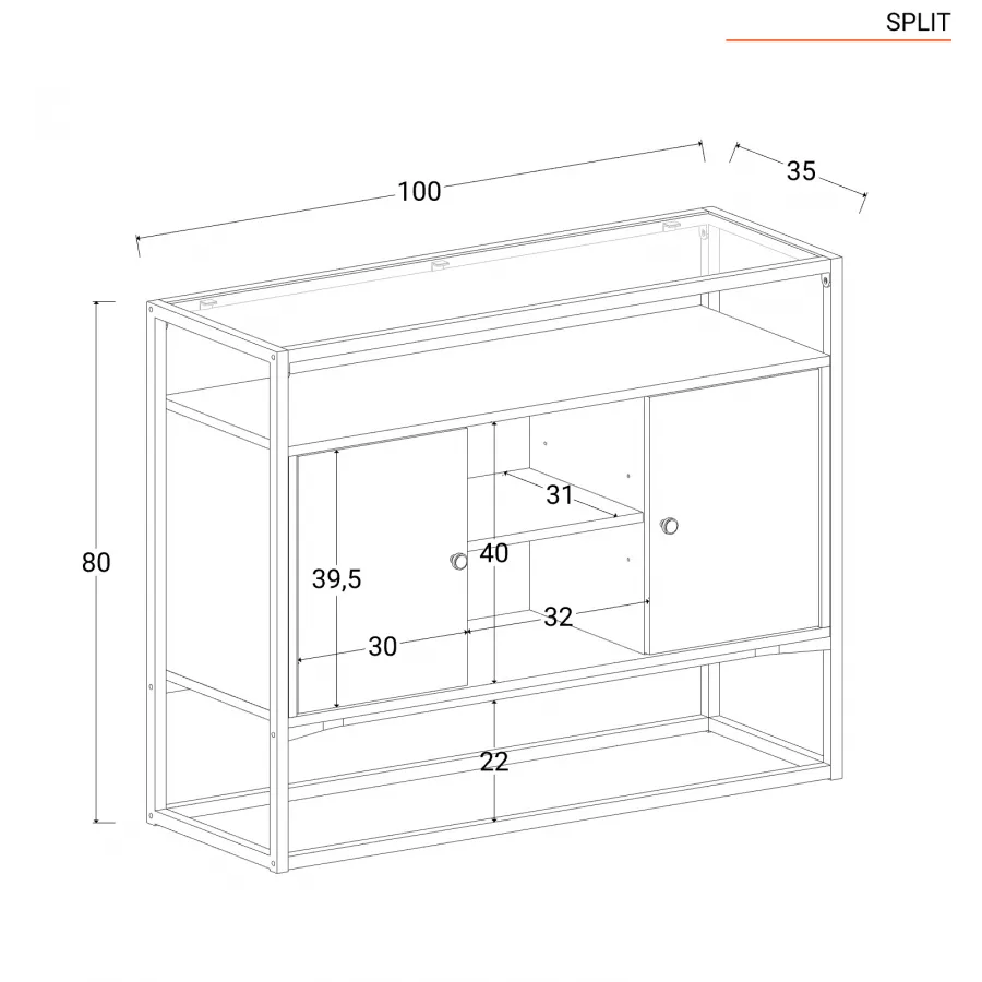 Mobile porta tv 160x45h cm top in vetro con struttura in legno e