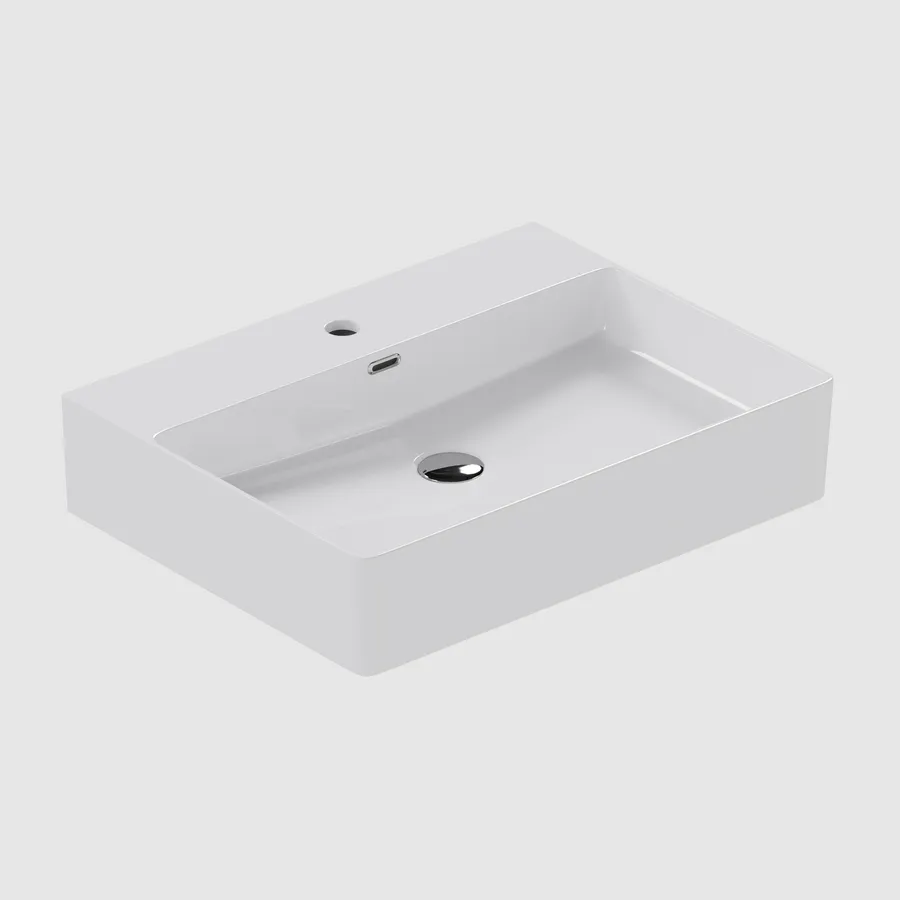 Lavabo Da Parete In Ceramica Bianco KW302 - 45,5x25x12 Cm, Ripiano Sinistro | Garanzia 5 Anni
