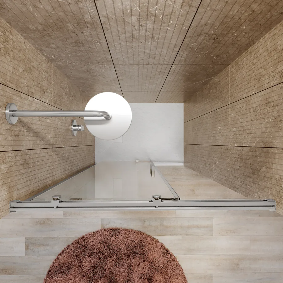 Porta Per Box Doccia Scorrevole 135x195 Cm - Vetro Temperato 8mm Anticalcare, Profilo Cromato - Foto 6