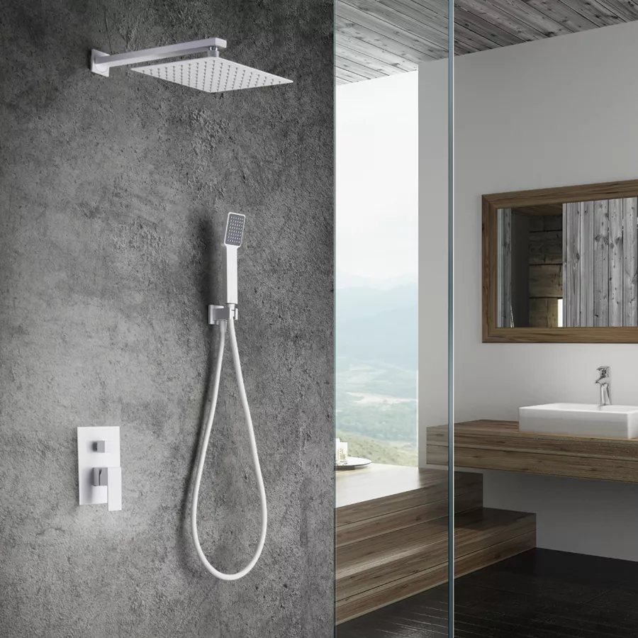 Set incasso doccia con soffione a parete in acciaio inox e doccino ...