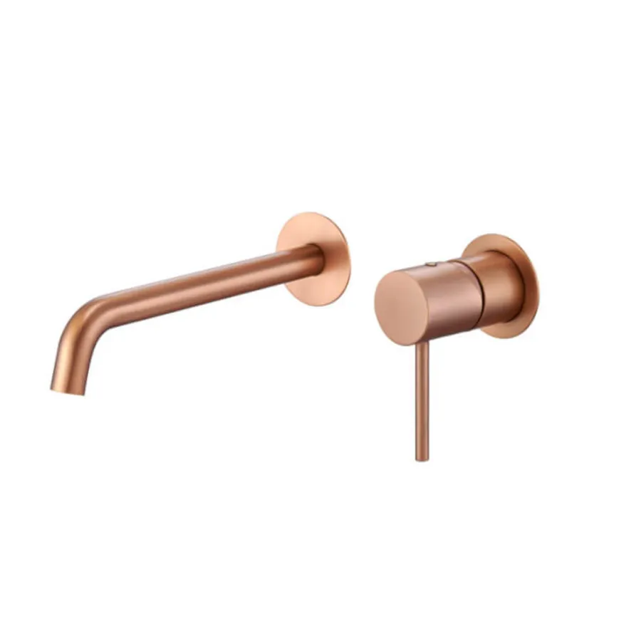 TRUSTMI Rubinetto Bagno 3 Fori Oro Rosa Spazzolato - Diffuso 8" A Cascata Con Scarico Incluso - Design Quadrato