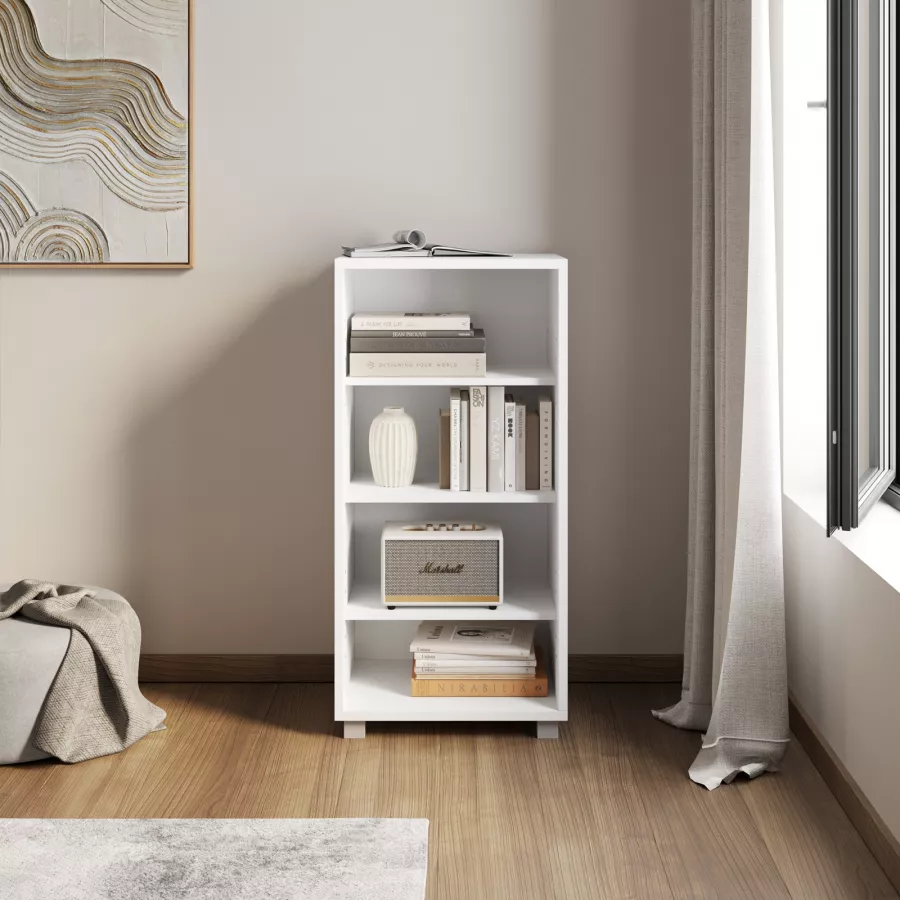 Scrivania con libreria integrata 100x65 cm in legno bianco - Garfield