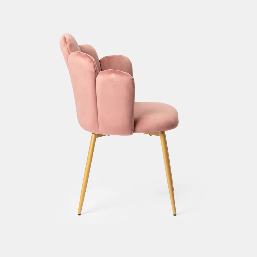 Sedia poltrona a conchiglia design moderno velluto gambe dorate Calicis - Blu