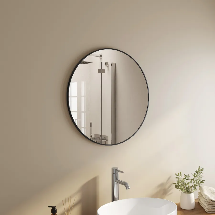 Specchio Da Parete KARAT Bella - Vetro Temperato 60cm Nero