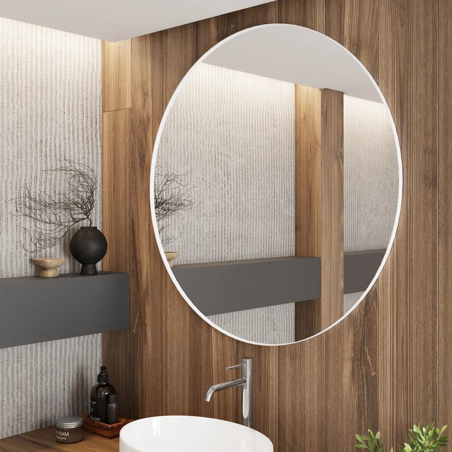 DESBING Specchio Da Parete Nero Opaco 91,4x91,4 Cm, Rettangolare, In Vetro Temperato, Per Bagno E Soggiorno