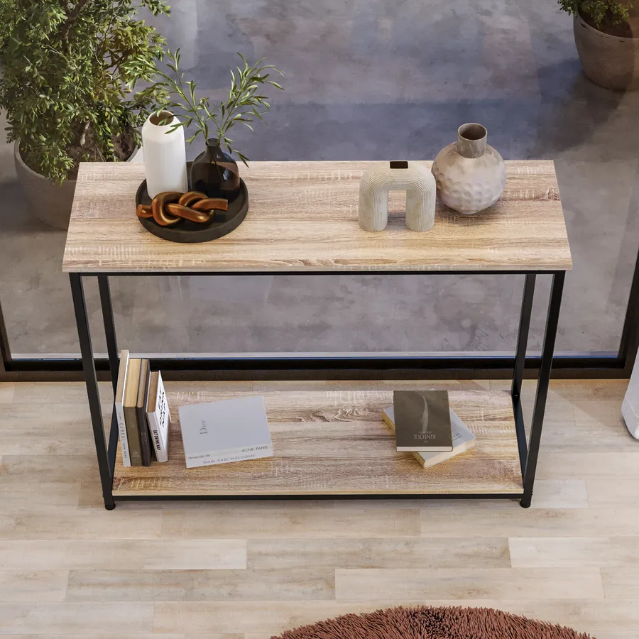 Consolle Moderna FLEXISTYLE Tavolo Consolle Nero Metallo Legno