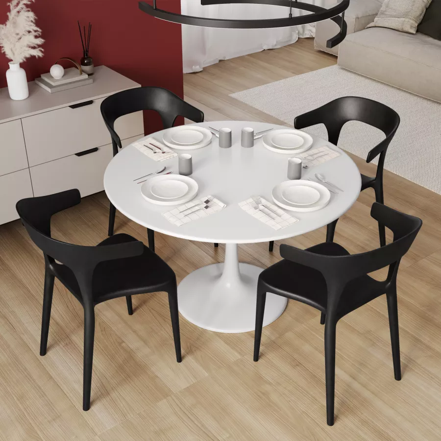 Sedia cucina salotto nera Set da 4 sedie in polipropilene stile moderno