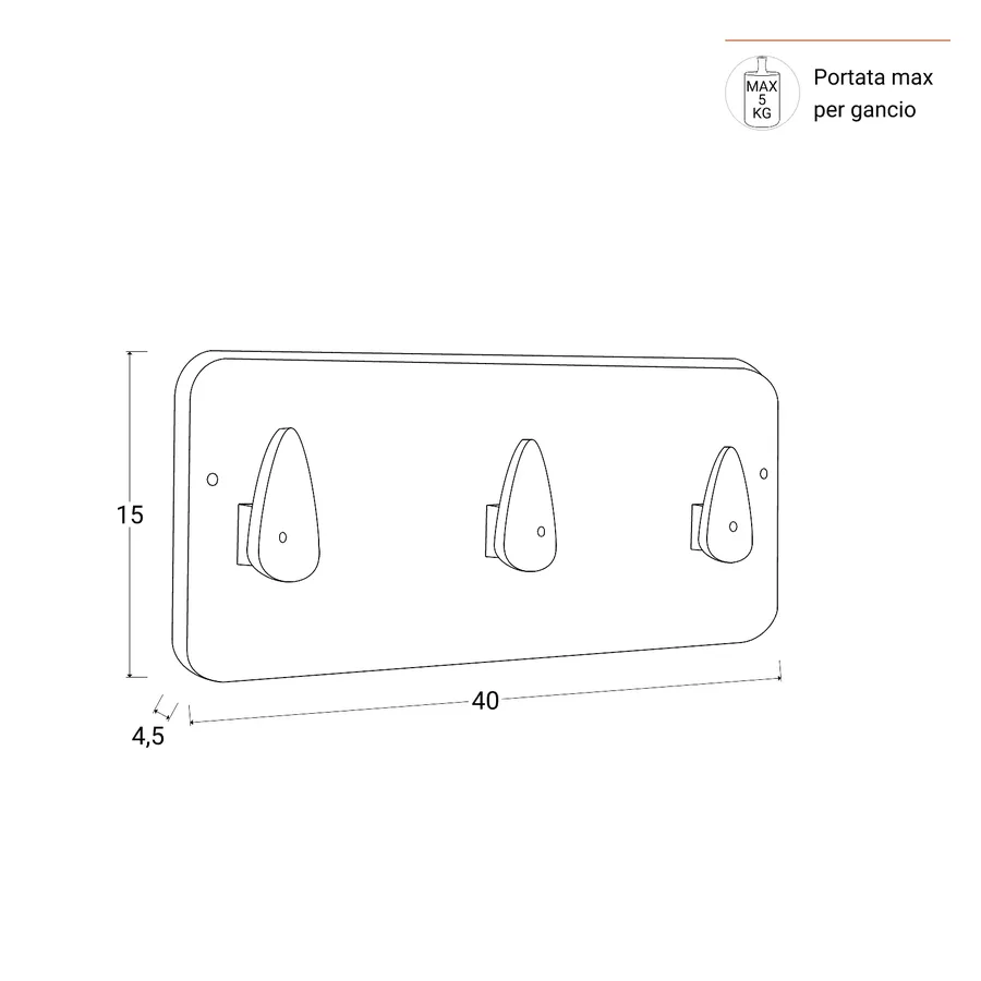 Appendiabiti Da Parete In Legno Con 3 Ganci - Bianco E Nero, Per Camera Bambini, 31cm - Foto 13